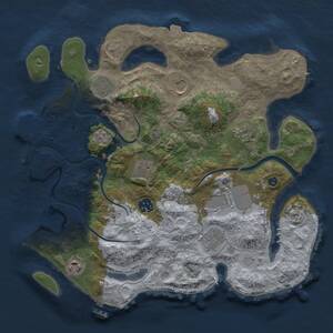 Thumbnail Rust Map: Procedural Map, Size: 3500, Seed: 1828843796, 17 Monuments