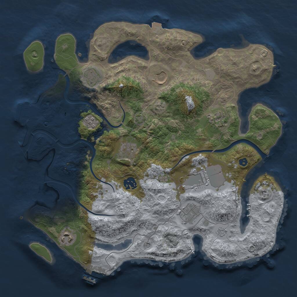 Rust Map: Procedural Map, Size: 3500, Seed: 1828843796, 15 Monuments