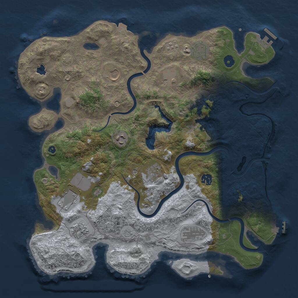 Rust Map: Procedural Map, Size: 4000, Seed: 233333914, 16 Monuments