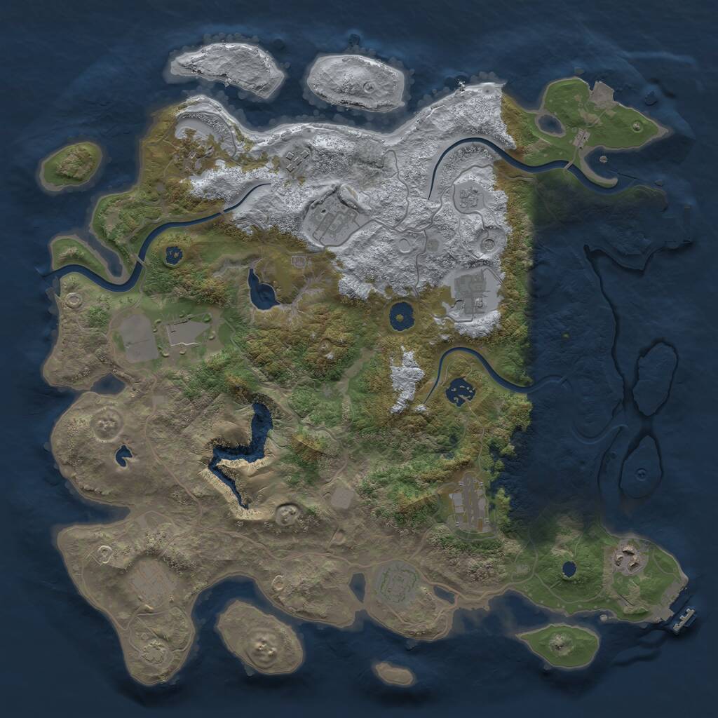 Rust Map: Procedural Map, Size: 4000, Seed: 1877427020, 16 Monuments