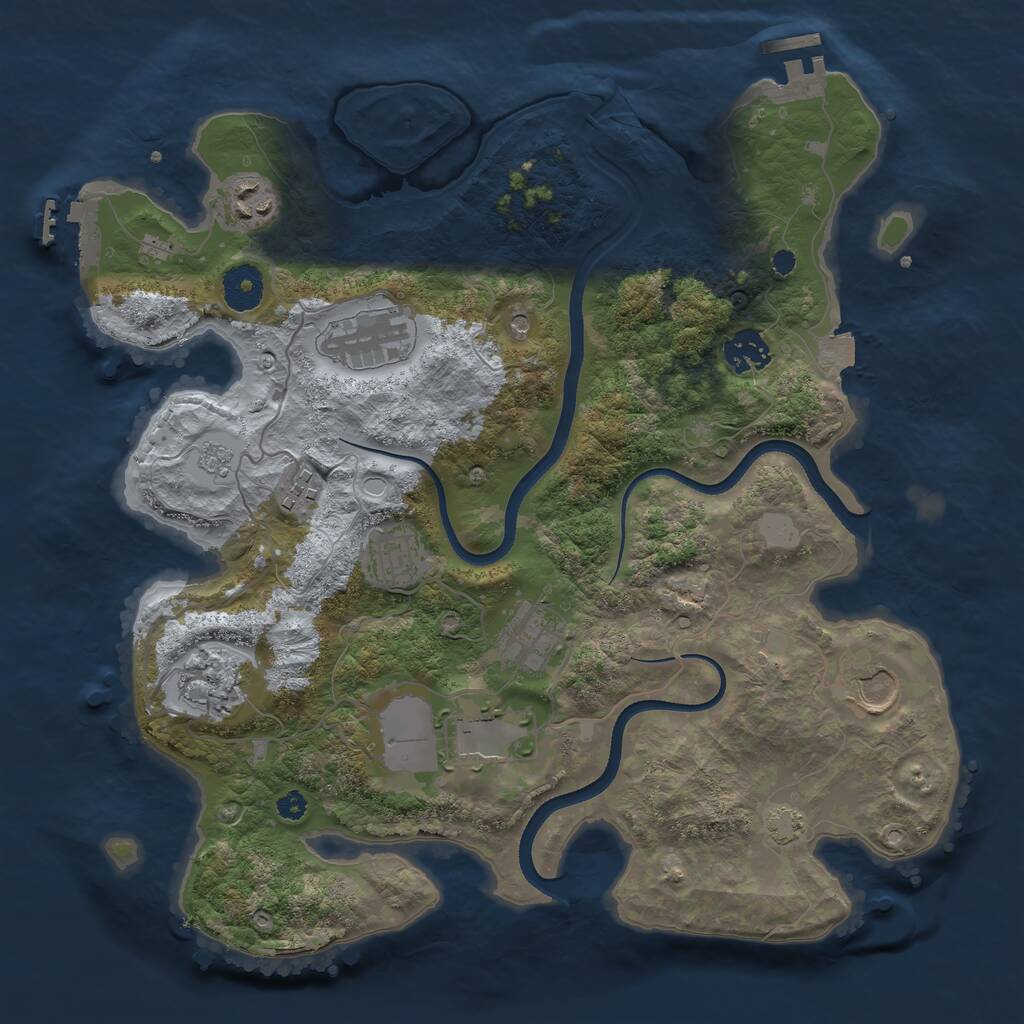 Rust Map: Procedural Map, Size: 3500, Seed: 1543337489, 15 Monuments