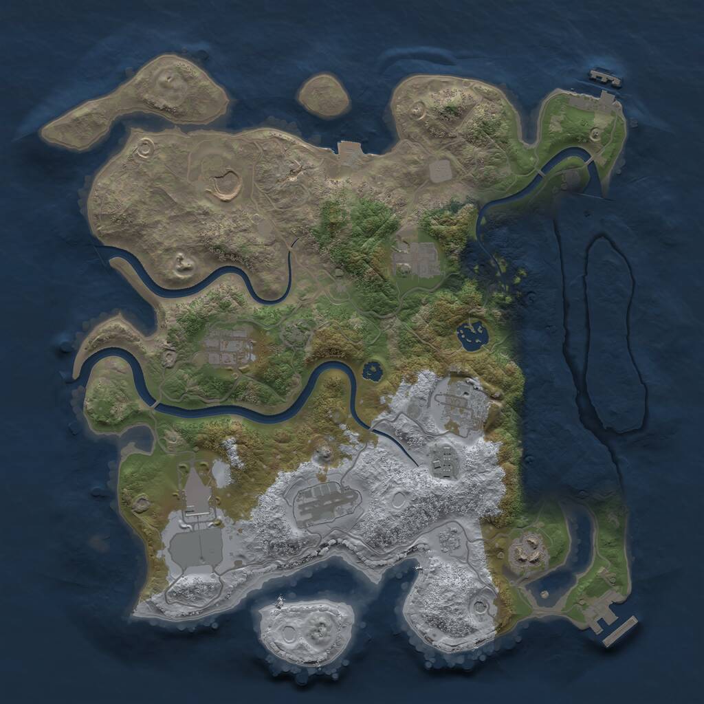 Rust Map: Procedural Map, Size: 3500, Seed: 192594600, 15 Monuments