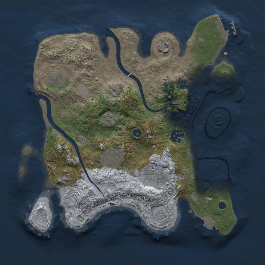Rust Map: Procedural Map, Size: 3000, Seed: 1334122960, 11 Monuments