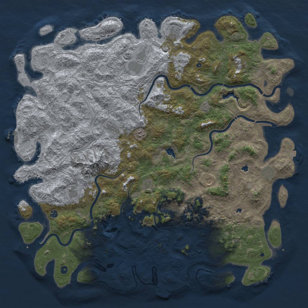 Rust Map: Procedural Map, Size: 6000, Seed: 59741, 17 Monuments