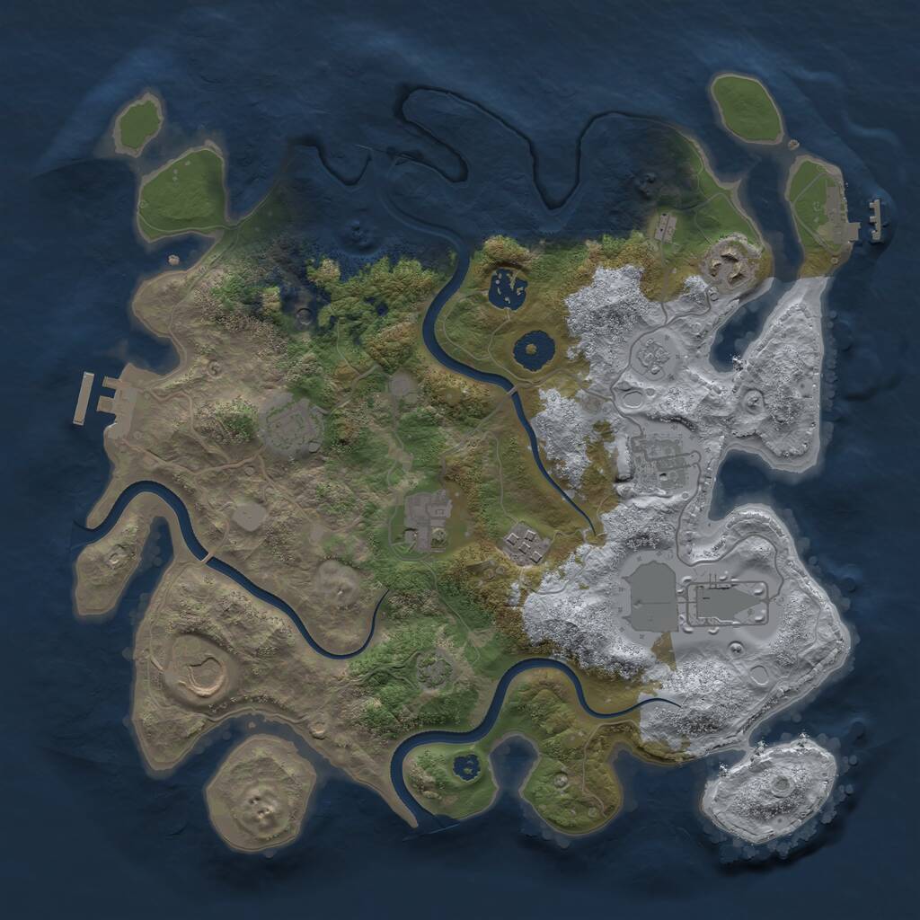 Rust Map: Procedural Map, Size: 3500, Seed: 156107521, 14 Monuments