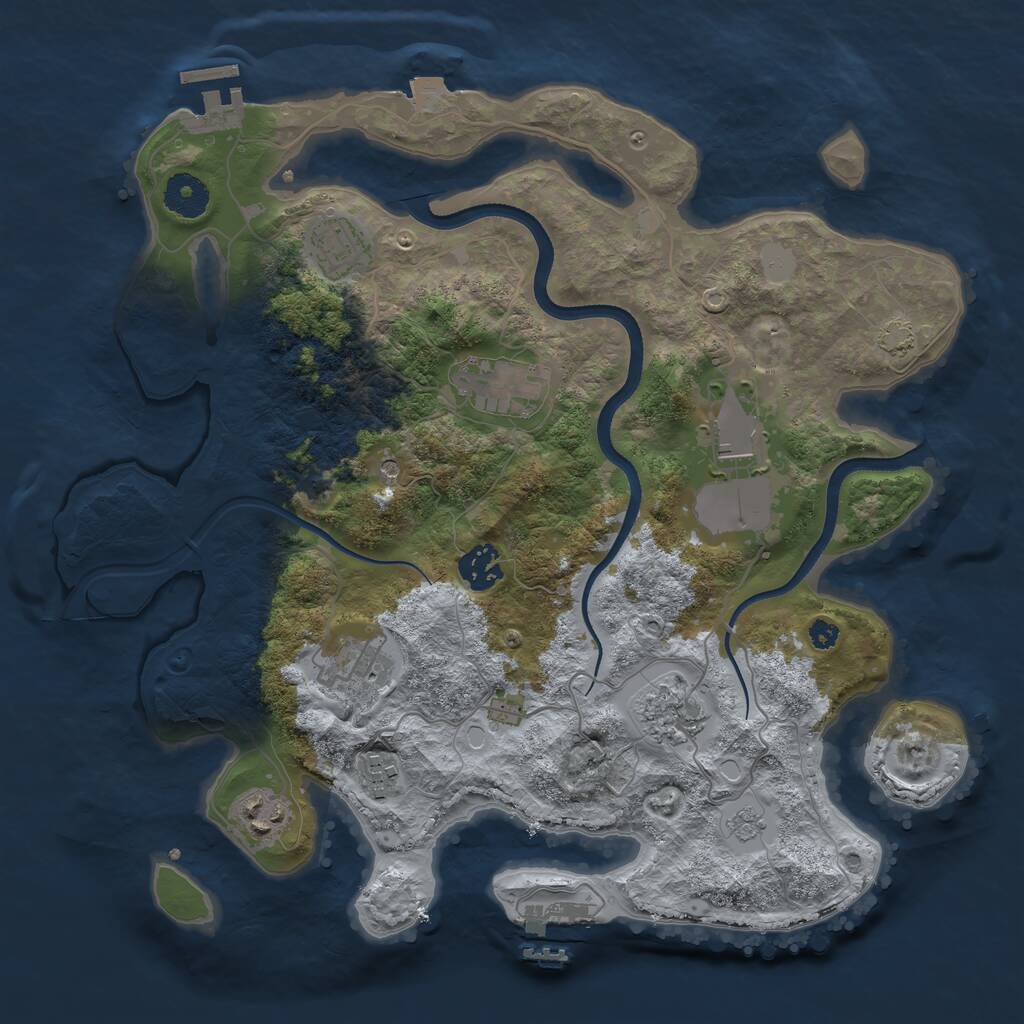 Rust Map: Procedural Map, Size: 3500, Seed: 1475631062, 14 Monuments