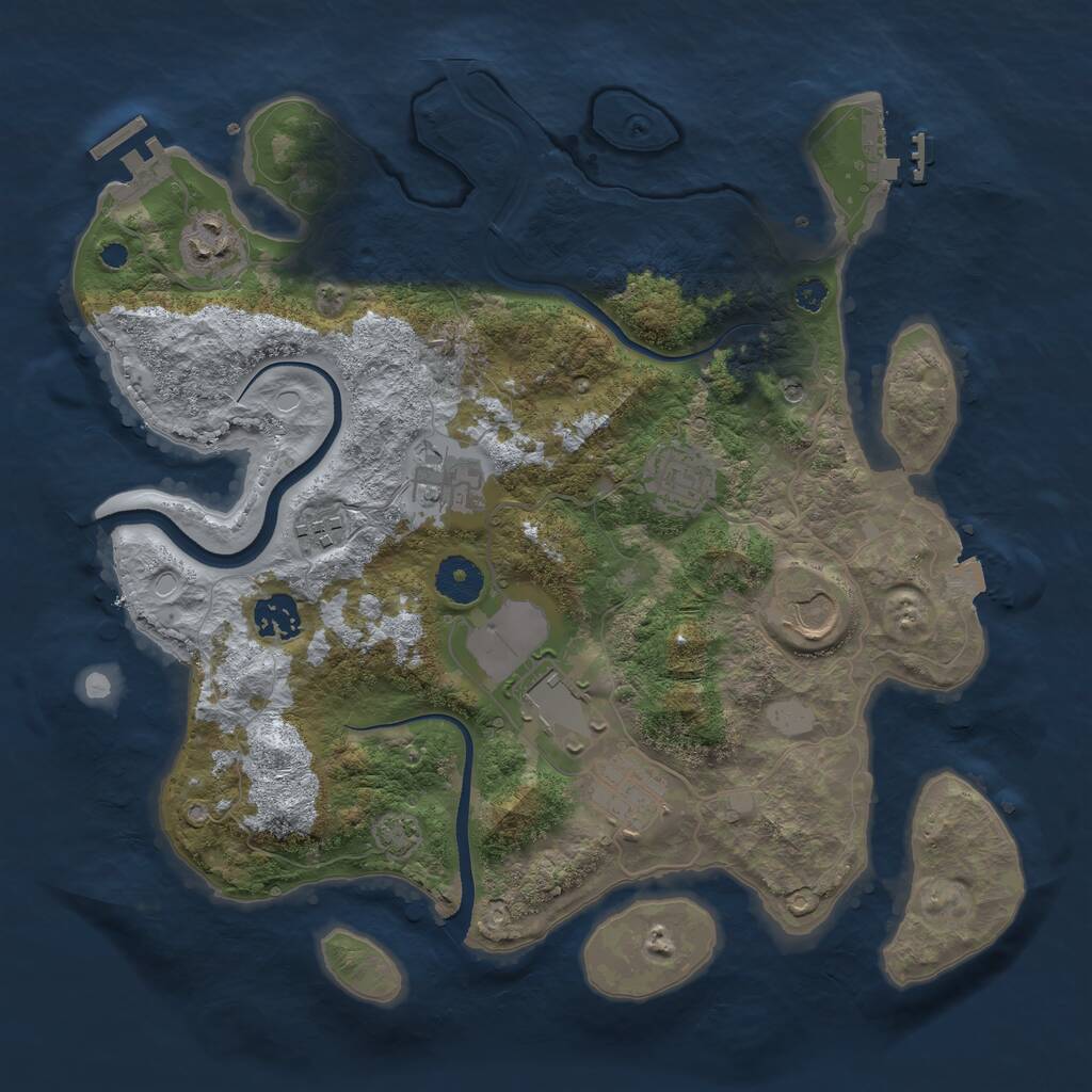Rust Map: Procedural Map, Size: 3500, Seed: 777999, 13 Monuments