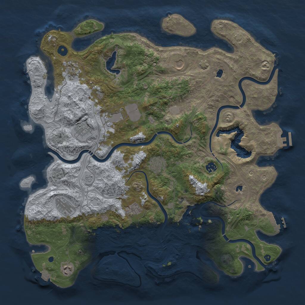 Rust Map: Procedural Map, Size: 4500, Seed: 2095997560, 16 Monuments