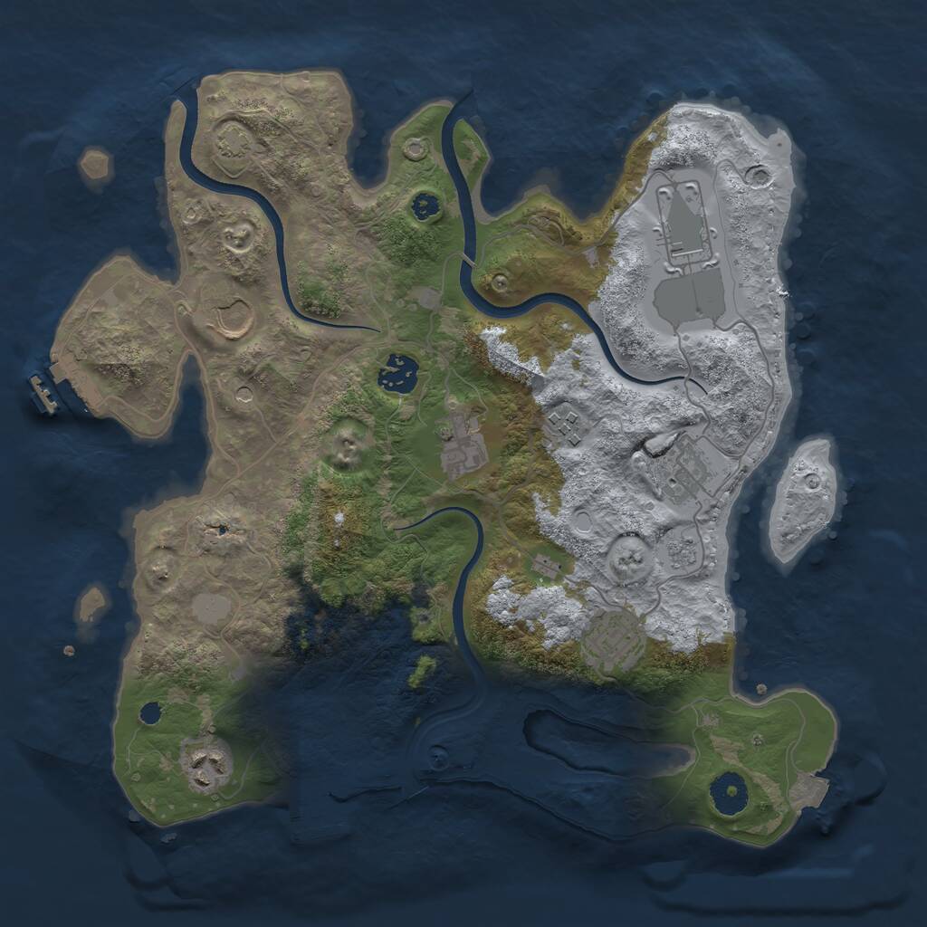 Rust Map: Procedural Map, Size: 3500, Seed: 1792606306, 14 Monuments