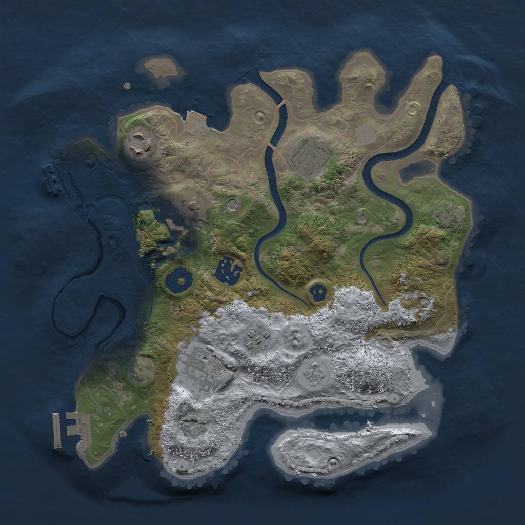 Rust Map: Procedural Map, Size: 3000, Seed: 1393475782, 12 Monuments