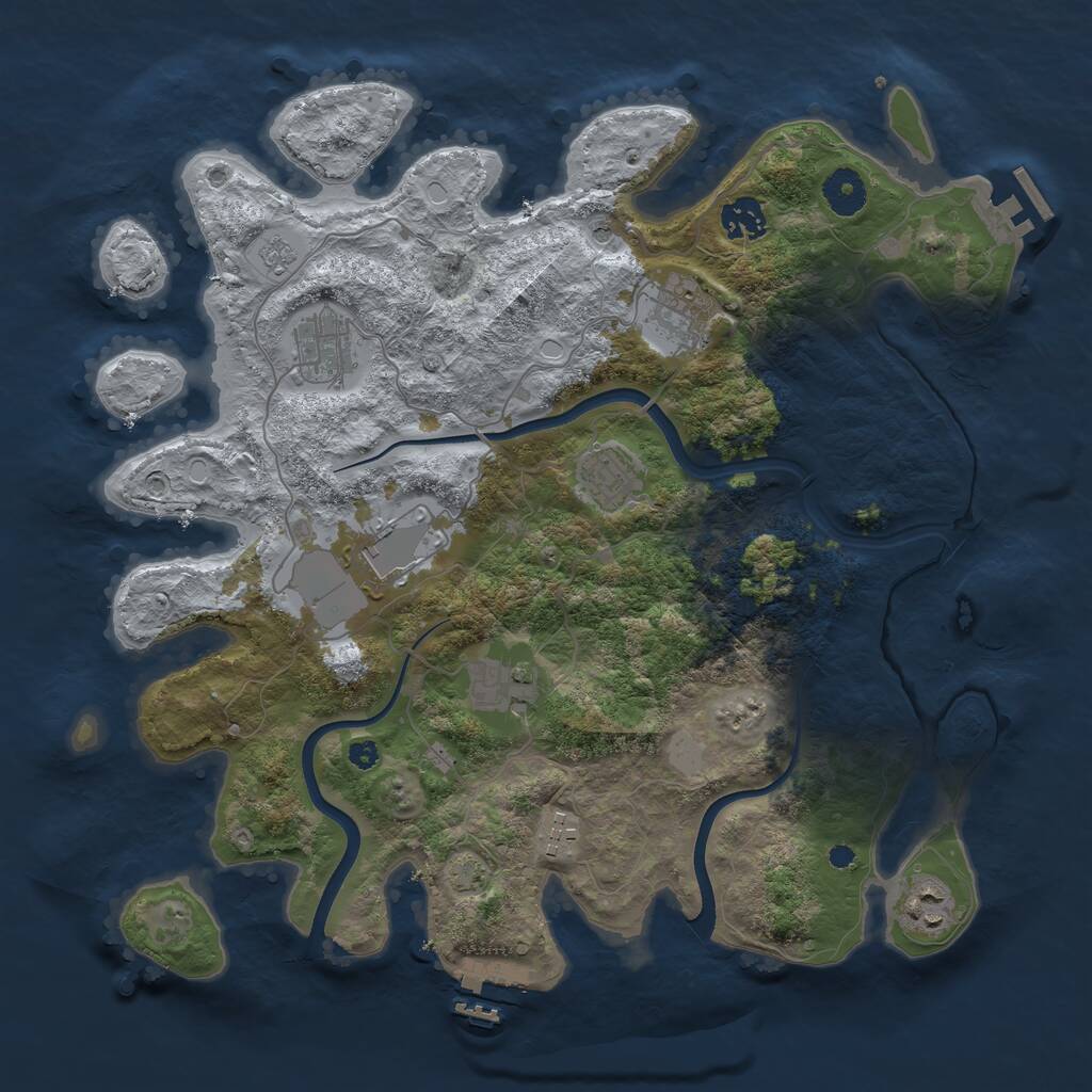 Rust Map: Procedural Map, Size: 3700, Seed: 55665566, 14 Monuments
