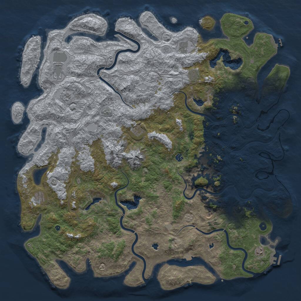 Rust Map: Procedural Map, Size: 6000, Seed: 86426, 17 Monuments