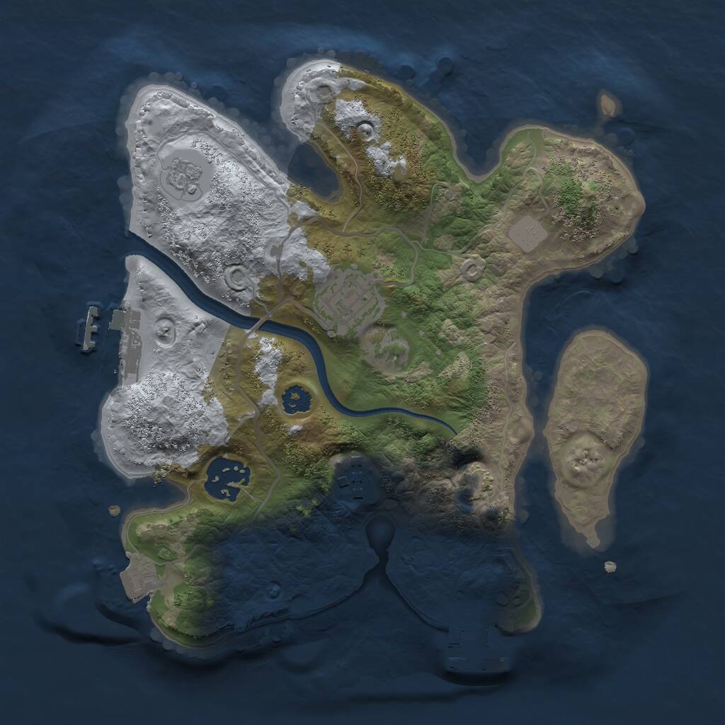 Rust Map: Procedural Map, Size: 2500, Seed: 513234322, 8 Monuments