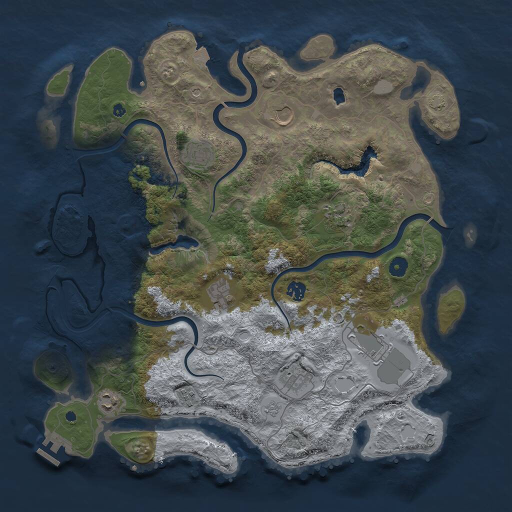 Rust Map: Procedural Map, Size: 4000, Seed: 494502142, 14 Monuments