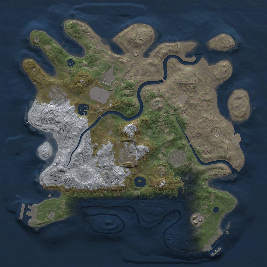 Rust Map: Procedural Map, Size: 3500, Seed: 726978365, 13 Monuments