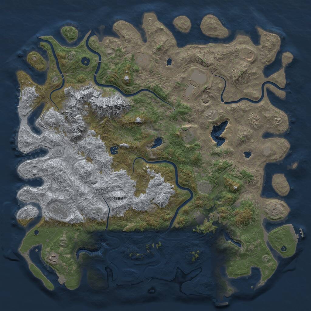 Rust Map: Procedural Map, Size: 5400, Seed: 595682944, 17 Monuments