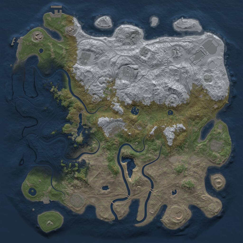 Rust Map: Procedural Map, Size: 4500, Seed: 580332866, 17 Monuments