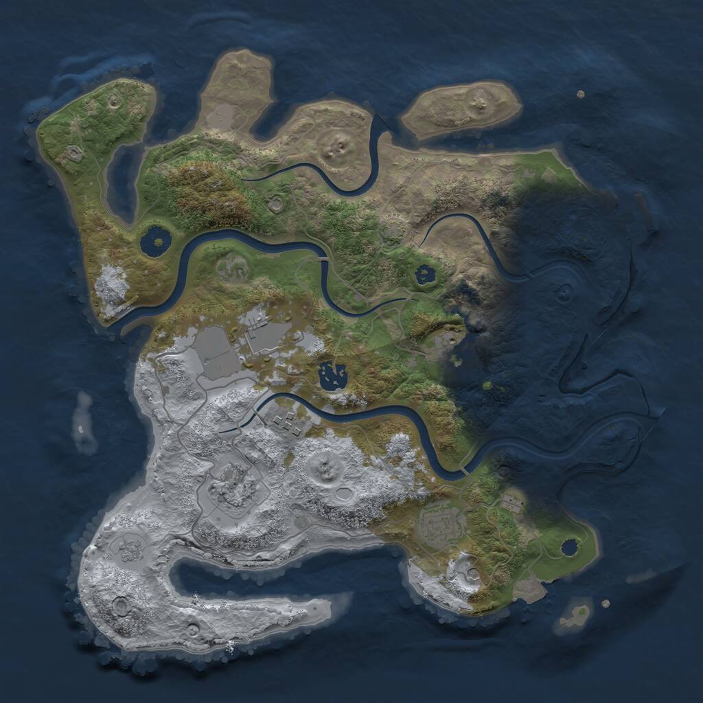 Rust Map: Procedural Map, Size: 3500, Seed: 859953272, 11 Monuments
