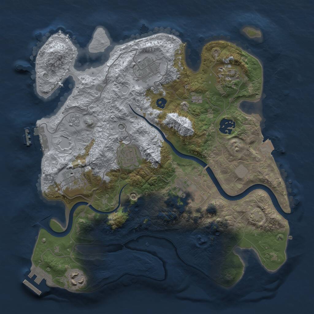 Rust Map: Procedural Map, Size: 3000, Seed: 1965653410, 13 Monuments