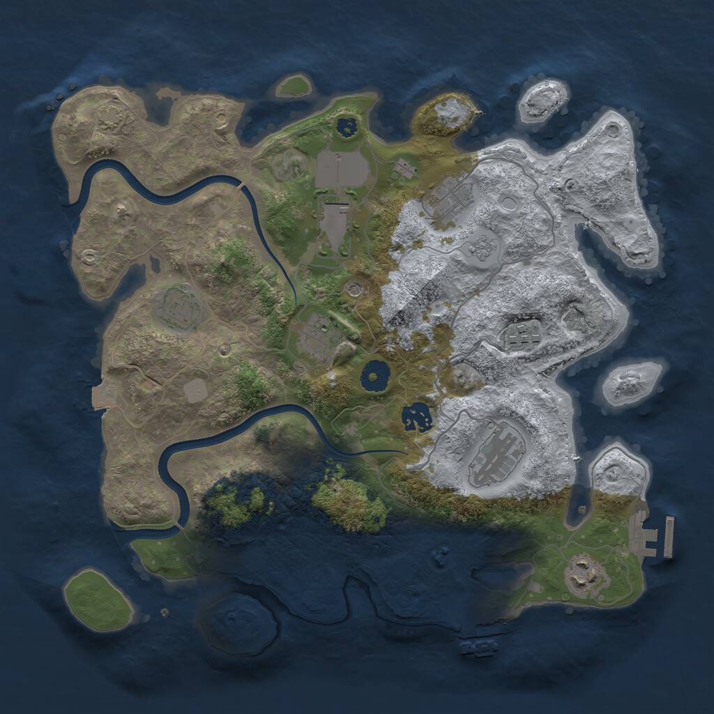 Rust Map: Procedural Map, Size: 3500, Seed: 79556311, 14 Monuments