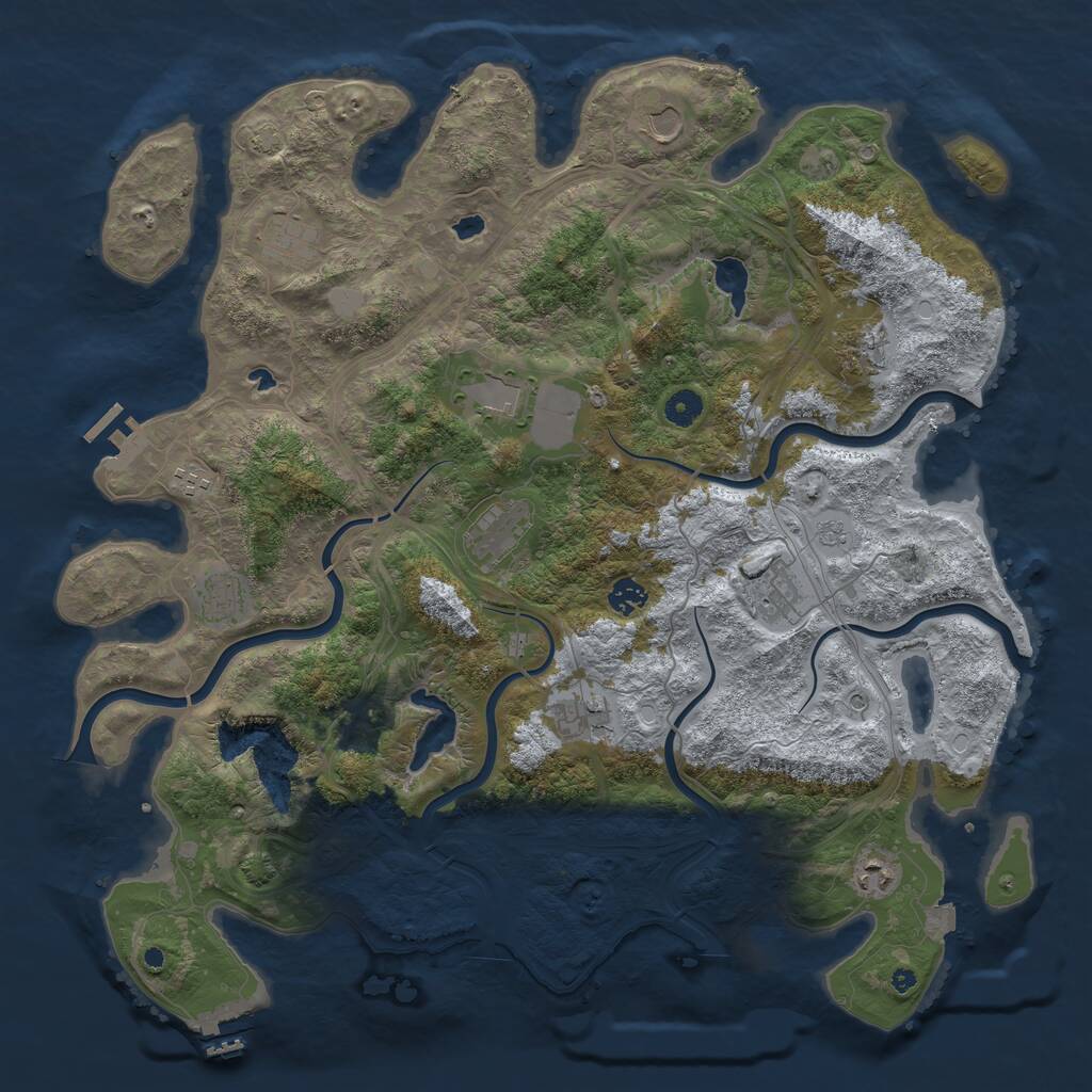 Rust Map: Procedural Map, Size: 4500, Seed: 110272690, 17 Monuments