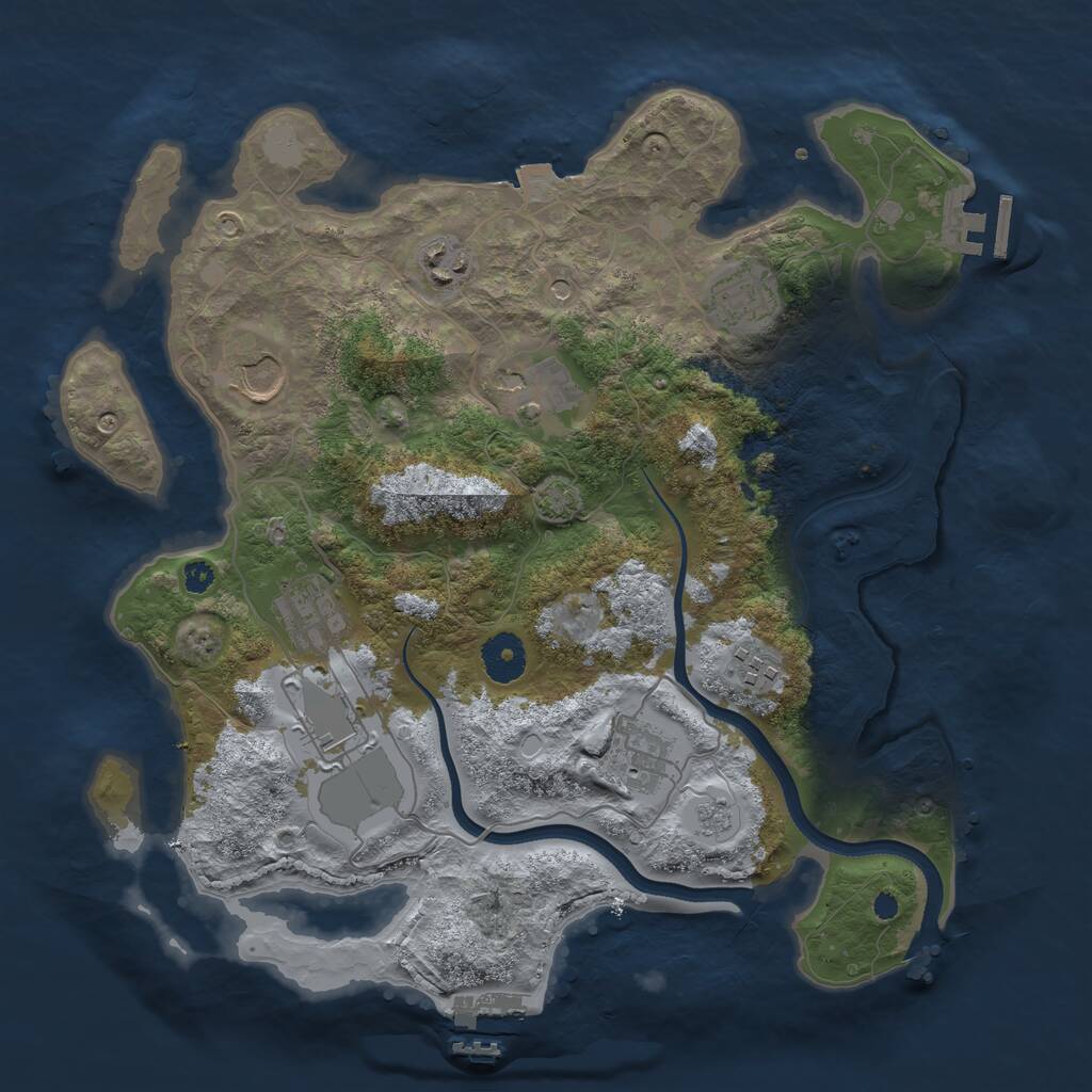 Rust Map: Procedural Map, Size: 3500, Seed: 752617217, 14 Monuments