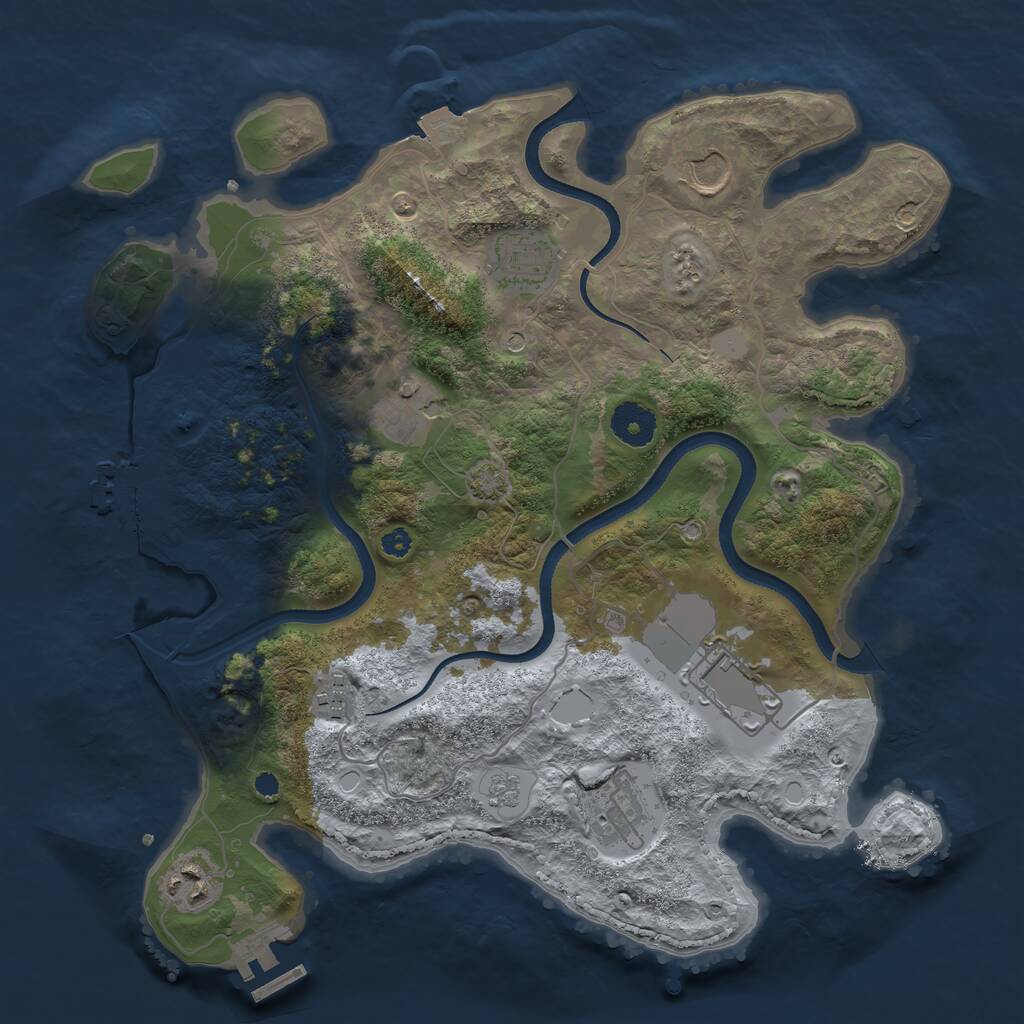 Rust Map: Procedural Map, Size: 3500, Seed: 423095413, 13 Monuments