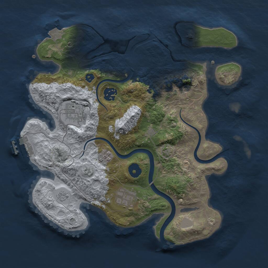 Rust Map: Procedural Map, Size: 3000, Seed: 8064297, 9 Monuments