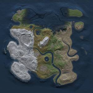Thumbnail Rust Map: Procedural Map, Size: 3000, Seed: 8064297, 9 Monuments