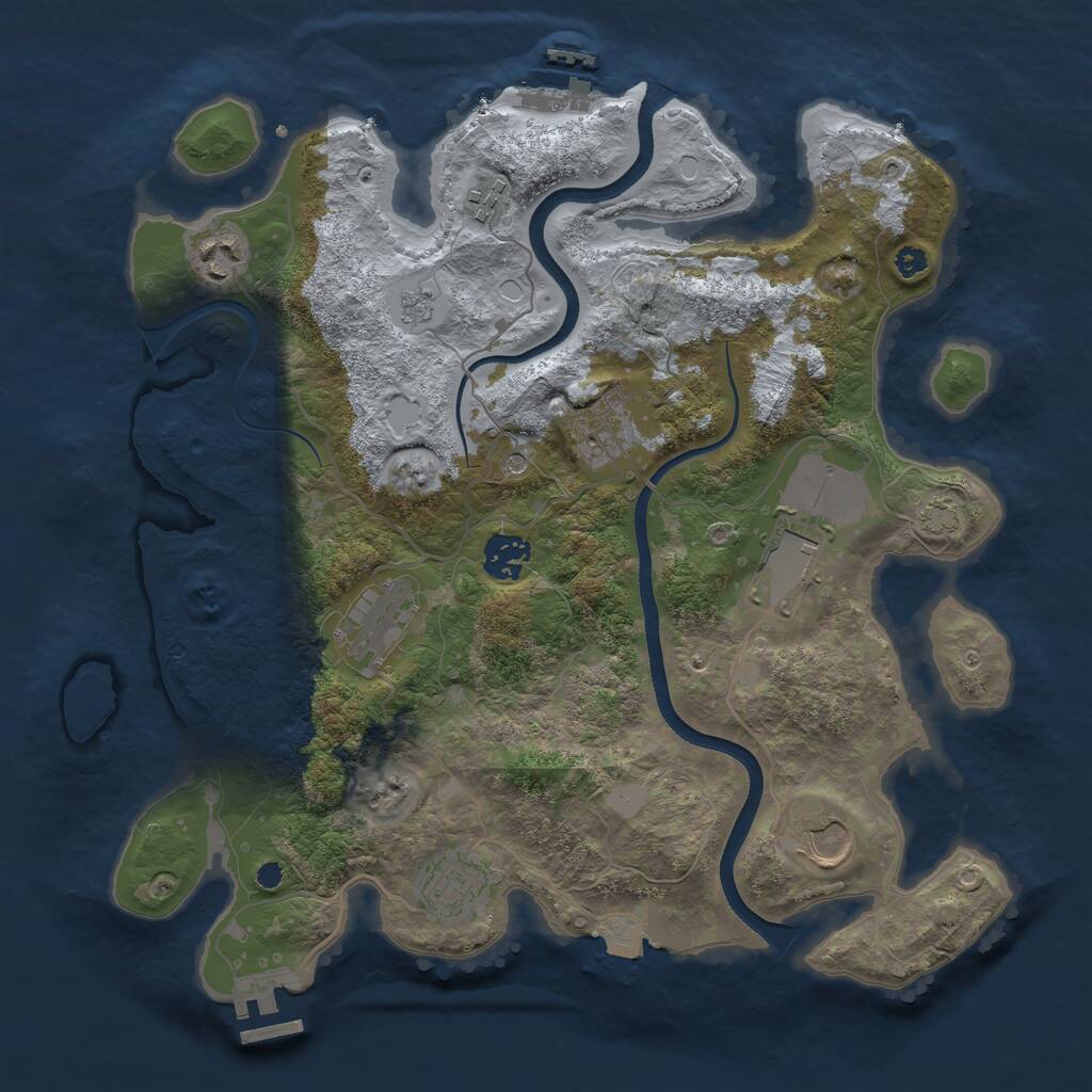 Rust Map: Procedural Map, Size: 3500, Seed: 992872535, 14 Monuments