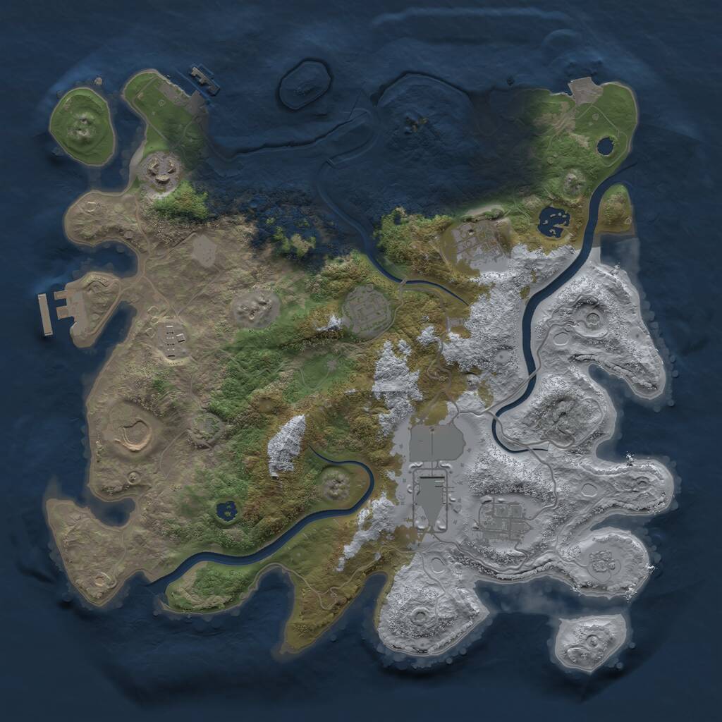 Rust Map: Procedural Map, Size: 3500, Seed: 4303204, 14 Monuments