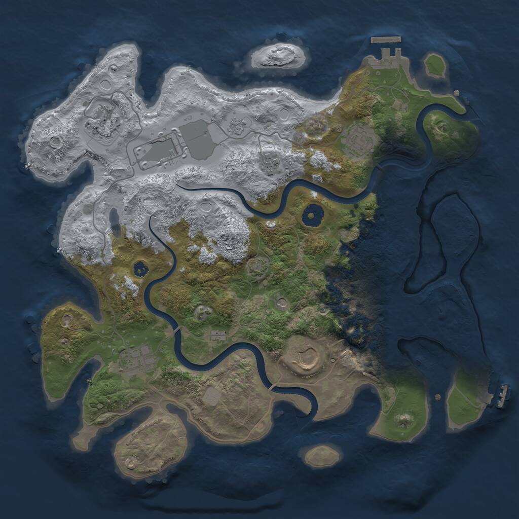 Rust Map: Procedural Map, Size: 3500, Seed: 77119540, 12 Monuments