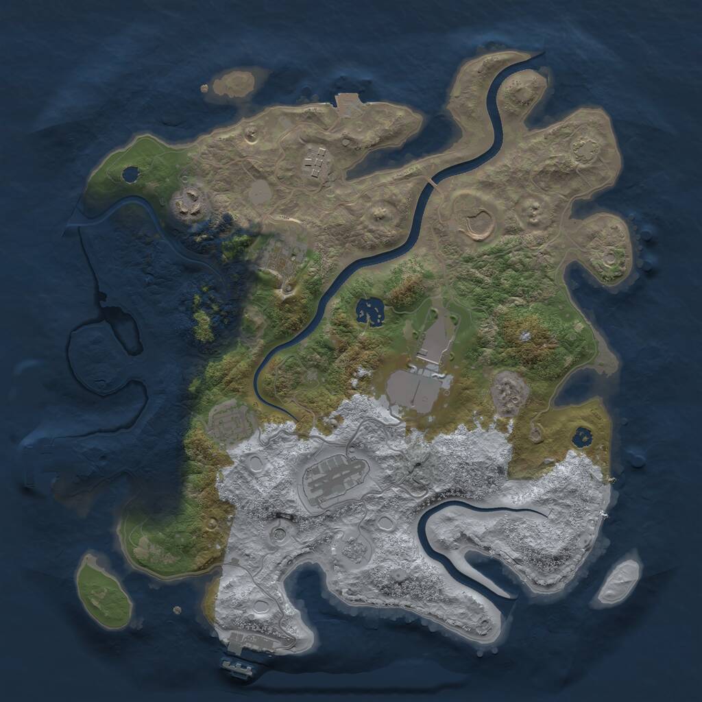 Rust Map: Procedural Map, Size: 3500, Seed: 298464682, 14 Monuments