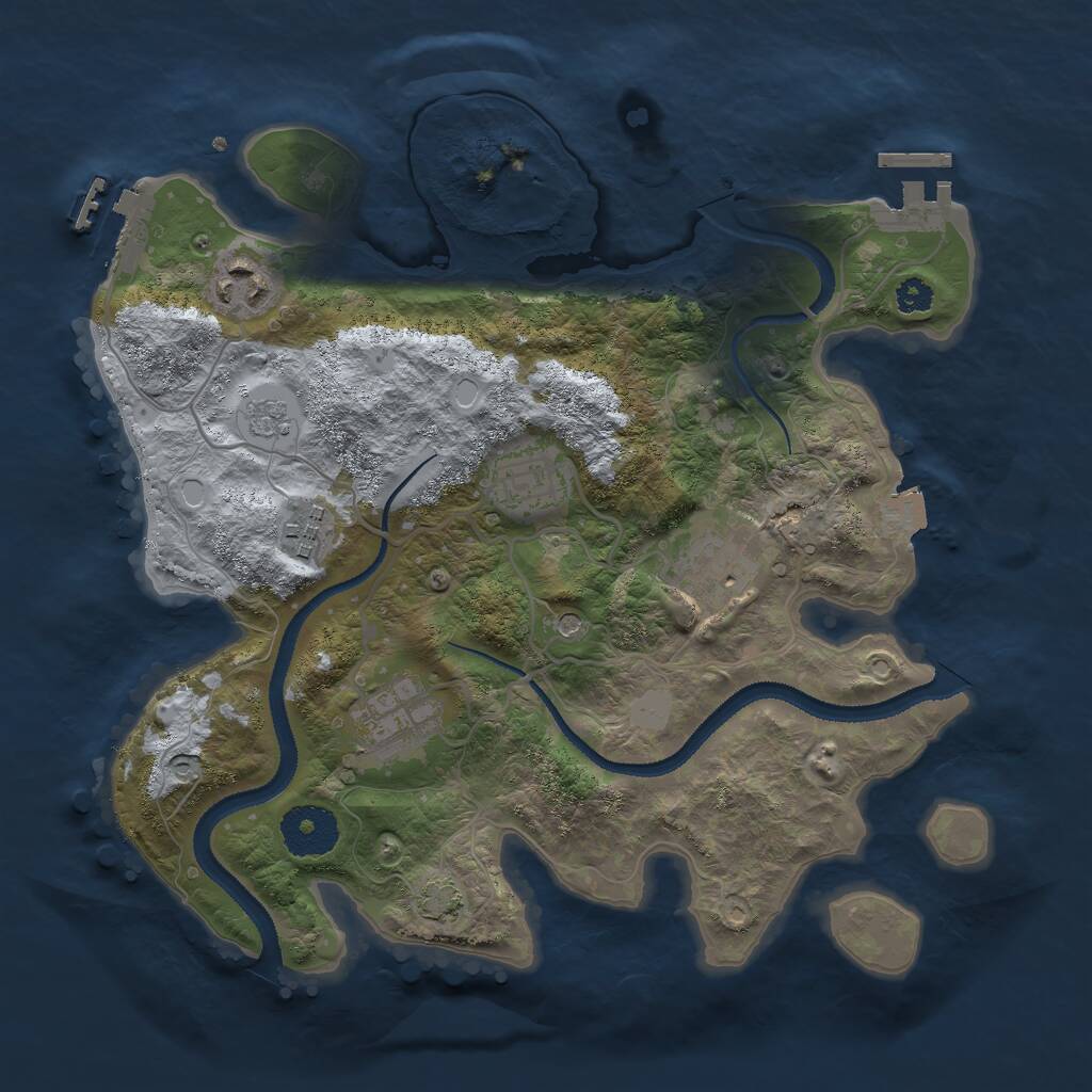 Rust Map: Procedural Map, Size: 3000, Seed: 1181897863, 11 Monuments
