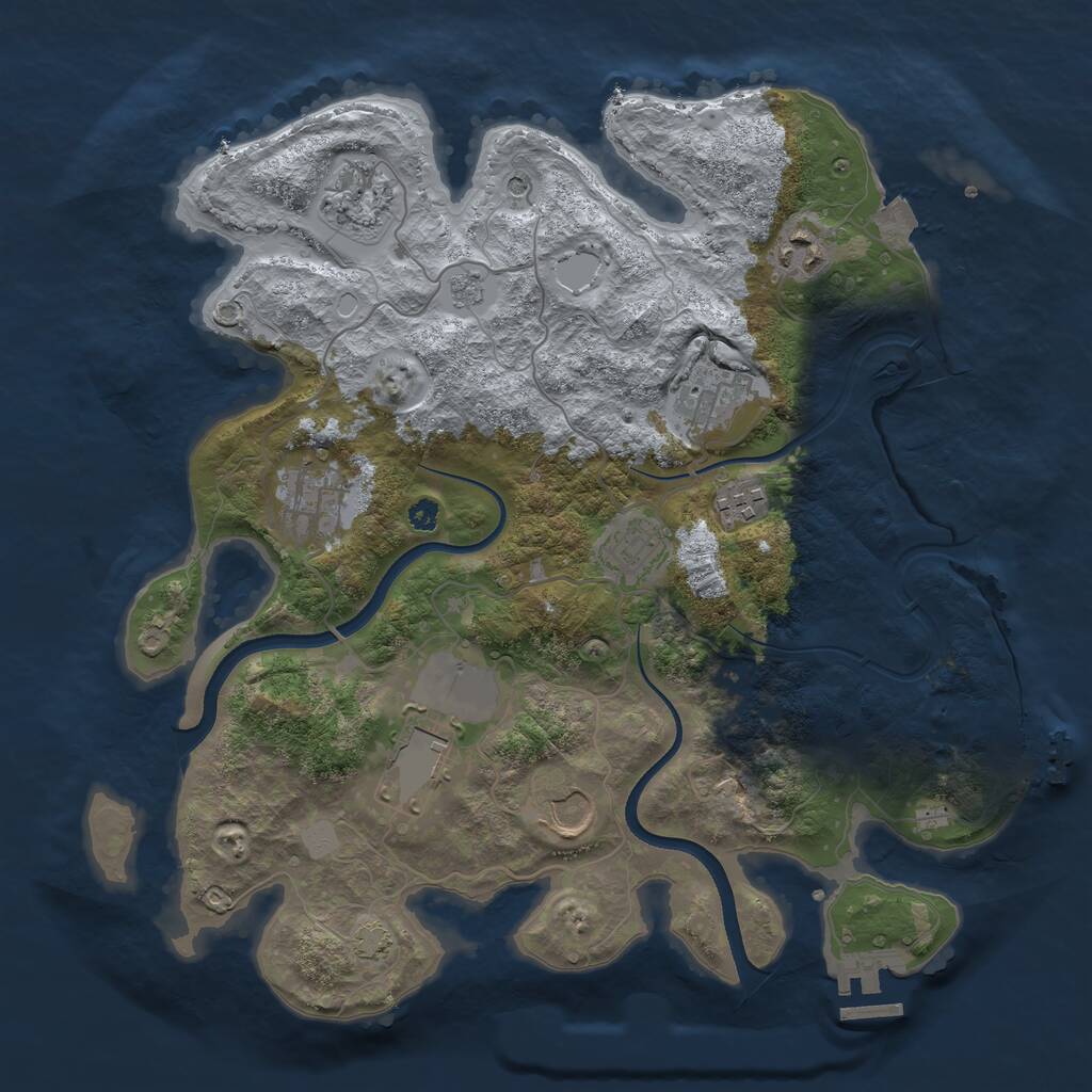 Rust Map: Procedural Map, Size: 3500, Seed: 1231158565, 14 Monuments