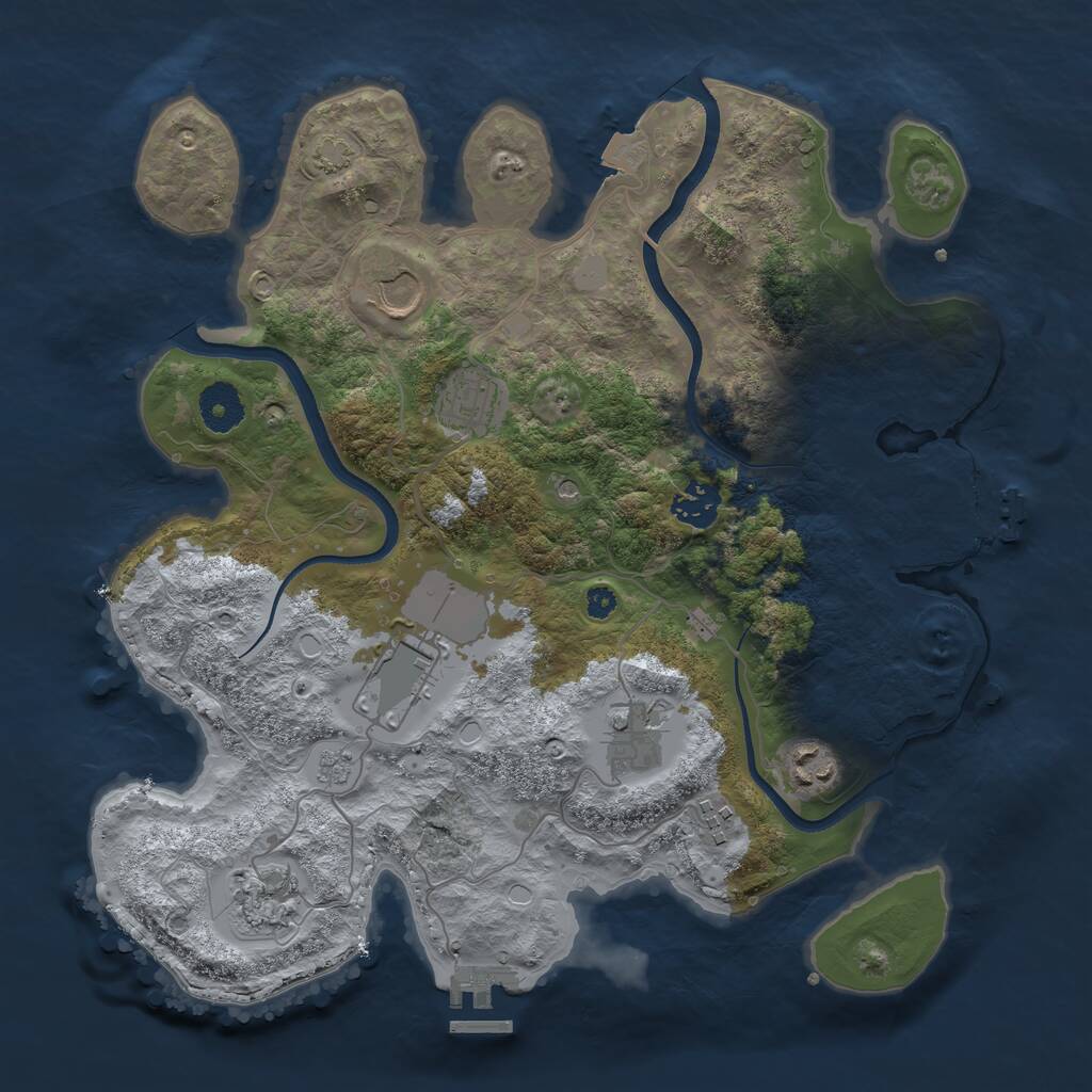 Rust Map: Procedural Map, Size: 3500, Seed: 1686480291, 14 Monuments