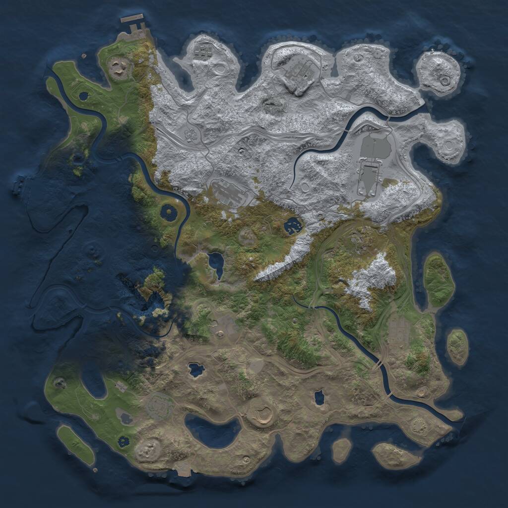 Rust Map: Procedural Map, Size: 4500, Seed: 447406459, 17 Monuments