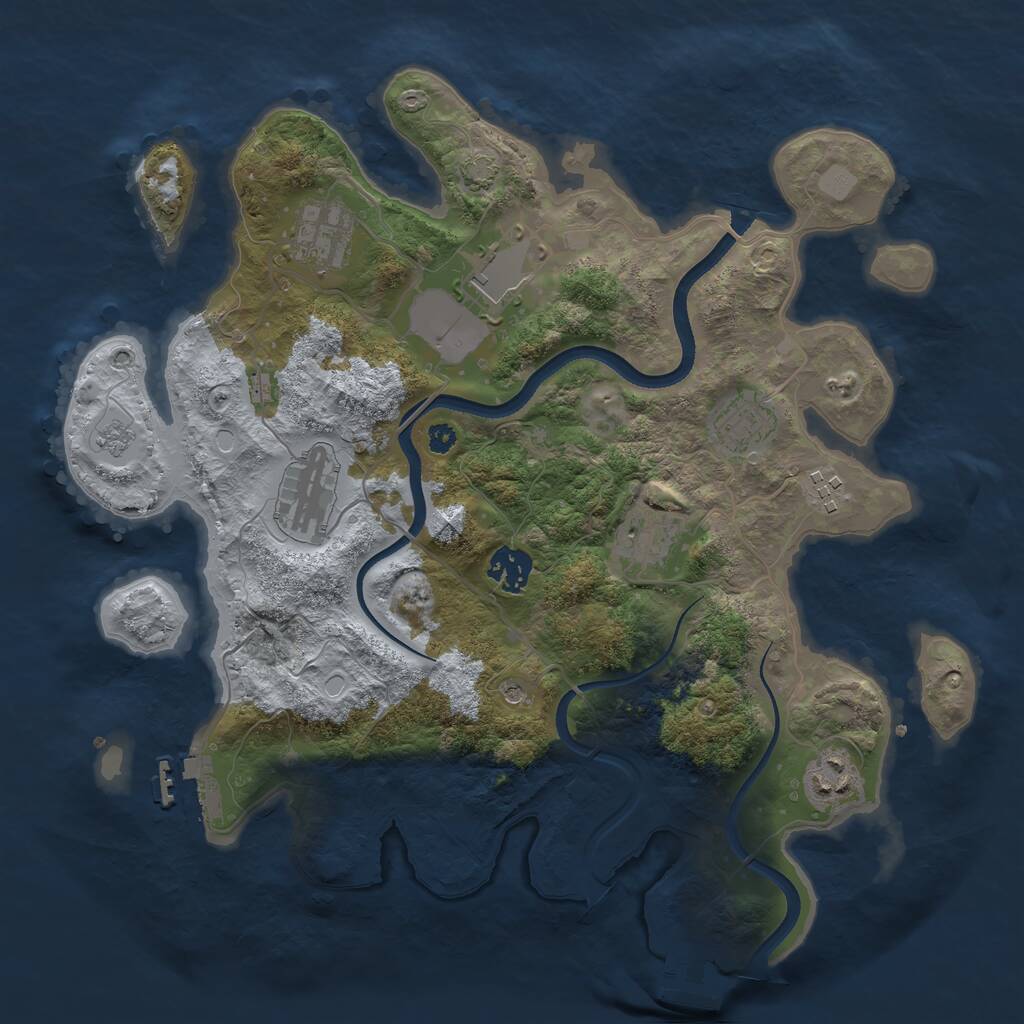 Rust Map: Procedural Map, Size: 3500, Seed: 661459103, 14 Monuments