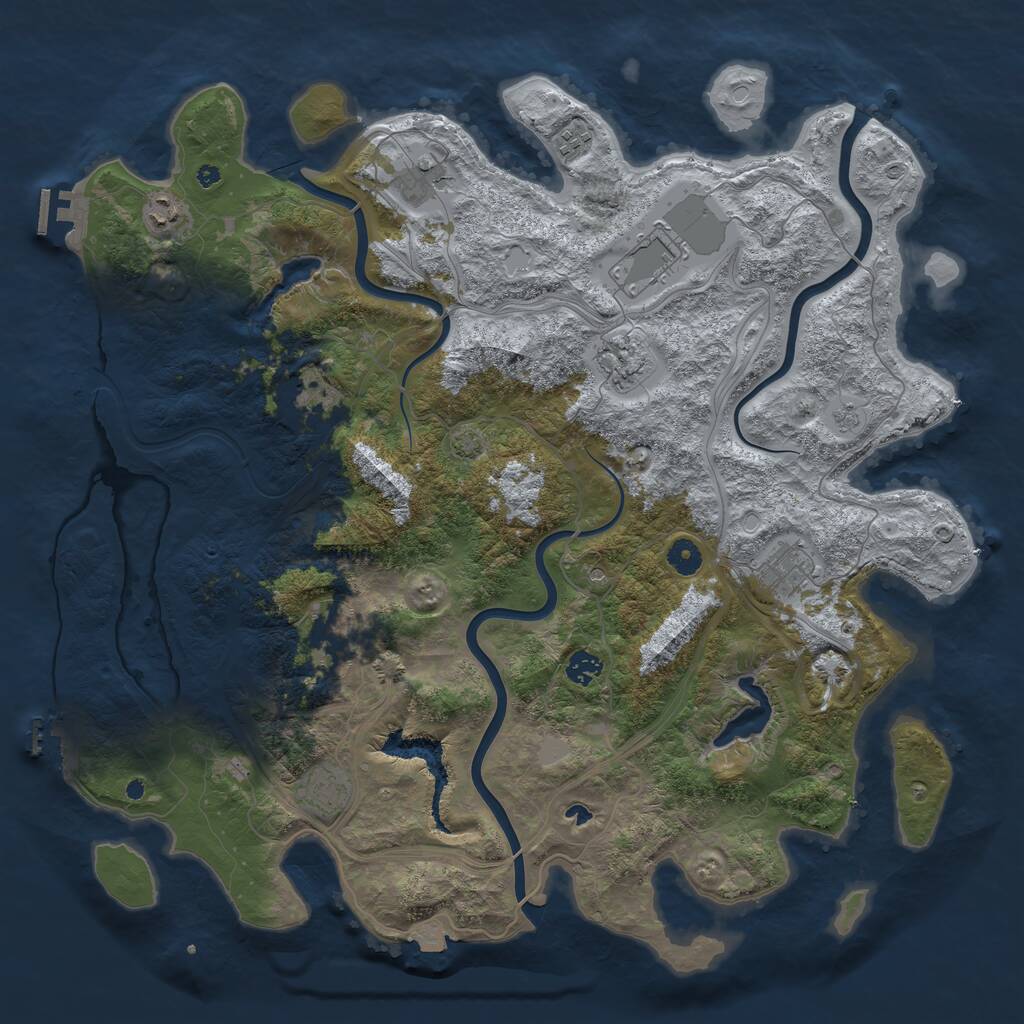 Rust Map: Procedural Map, Size: 4500, Seed: 72785375, 16 Monuments
