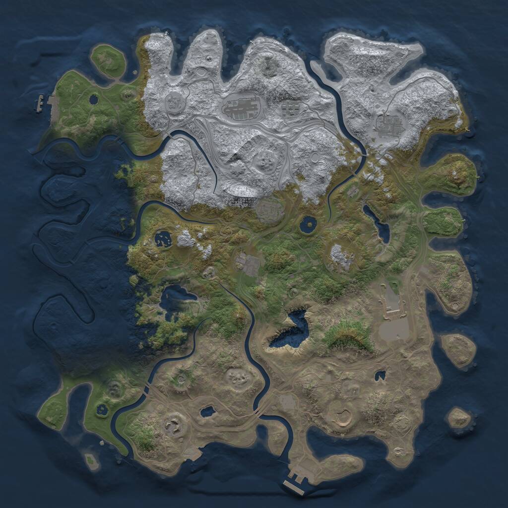Rust Map: Procedural Map, Size: 4500, Seed: 642394214, 16 Monuments