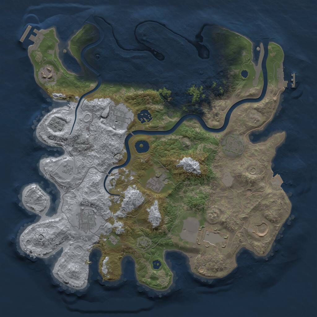 Rust Map: Procedural Map, Size: 3500, Seed: 41371, 15 Monuments