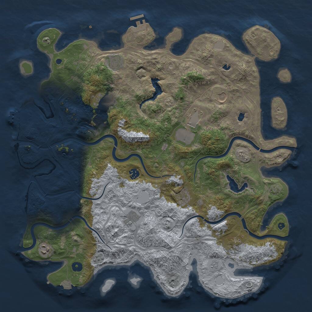 Rust Map: Procedural Map, Size: 4500, Seed: 302366049, 16 Monuments