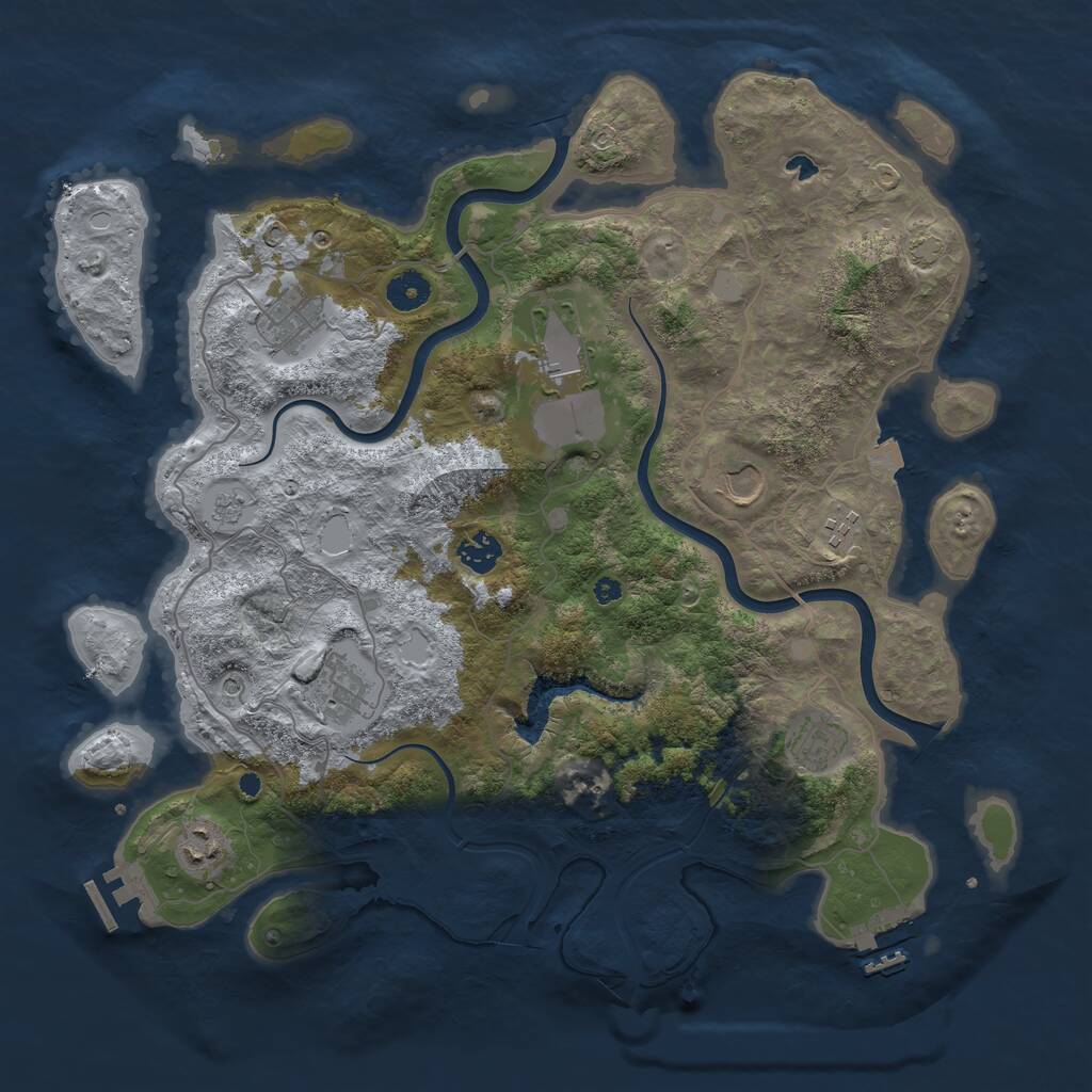 Rust Map: Procedural Map, Size: 4000, Seed: 334534, 14 Monuments