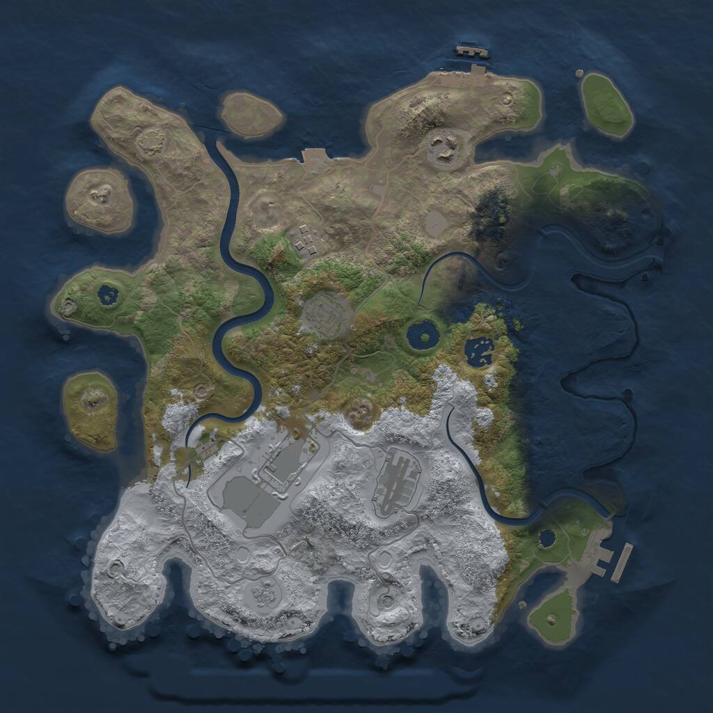 Rust Map: Procedural Map, Size: 3500, Seed: 1685152609, 12 Monuments