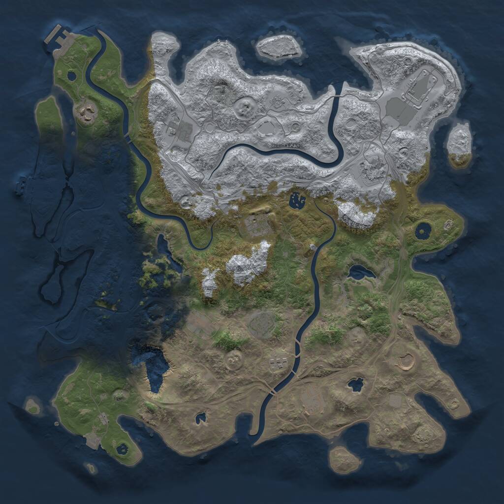 Rust Map: Procedural Map, Size: 4500, Seed: 659925970, 17 Monuments