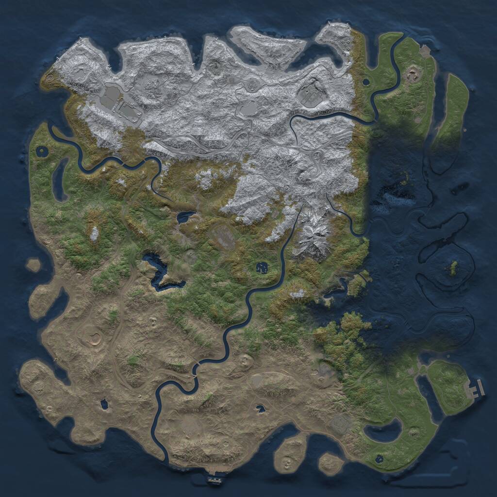 Rust Map: Procedural Map, Size: 6000, Seed: 57039, 17 Monuments