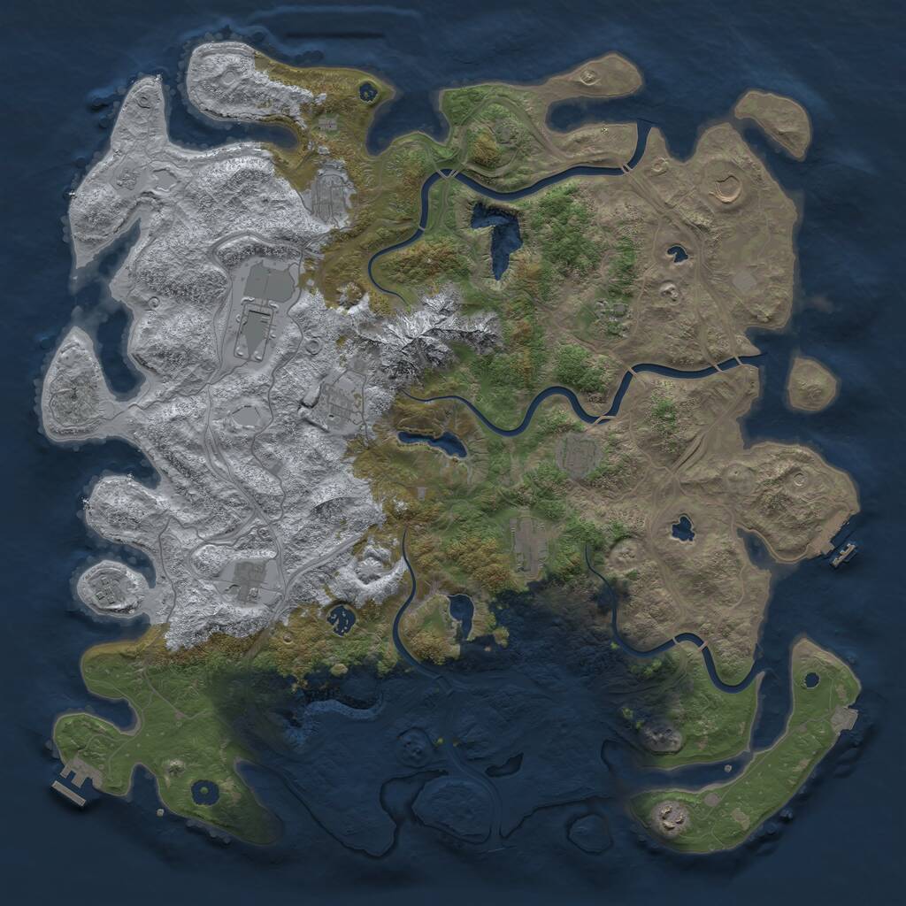 Rust Map: Procedural Map, Size: 5000, Seed: 954527601, 17 Monuments