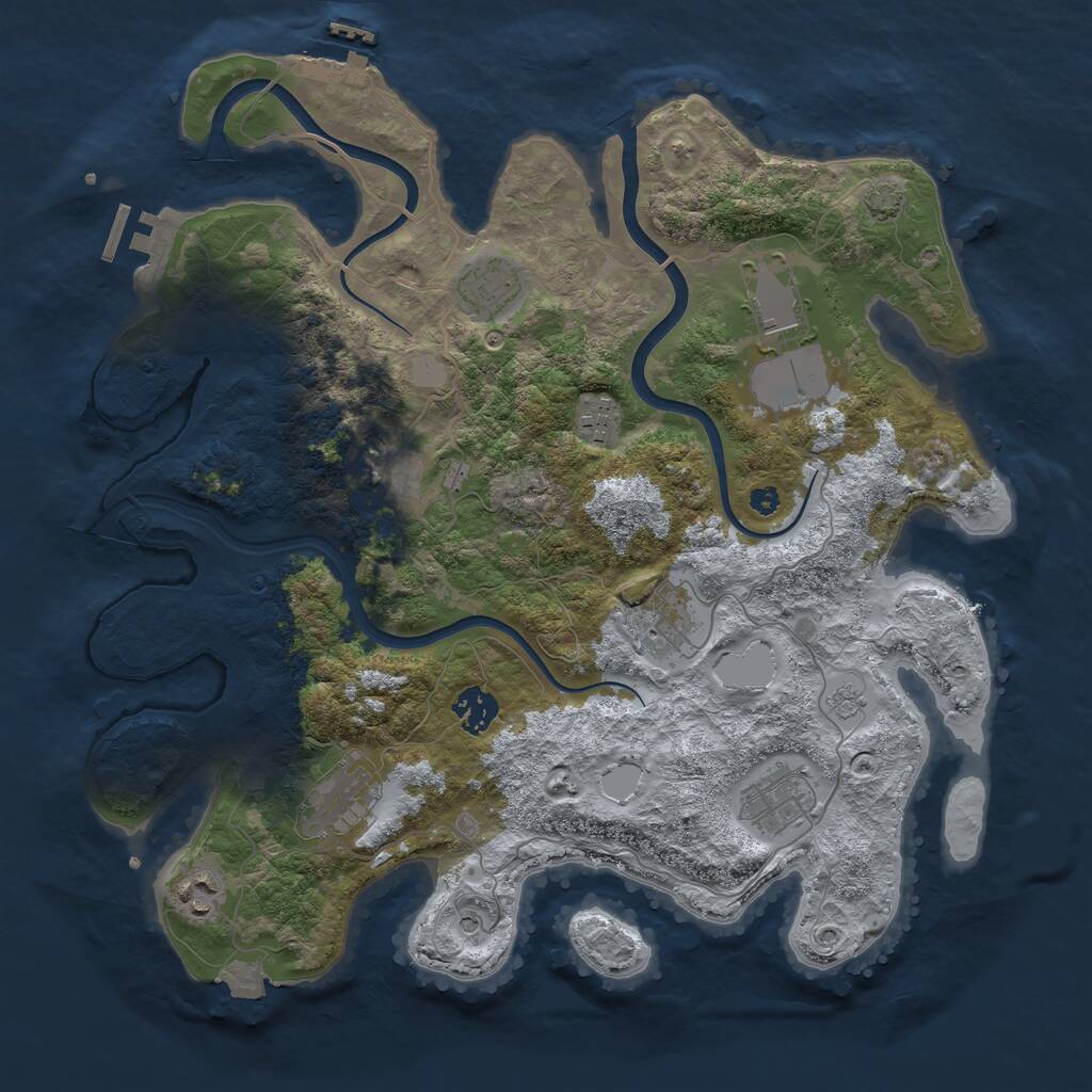 Rust Map: Procedural Map, Size: 3700, Seed: 1412963427, 15 Monuments