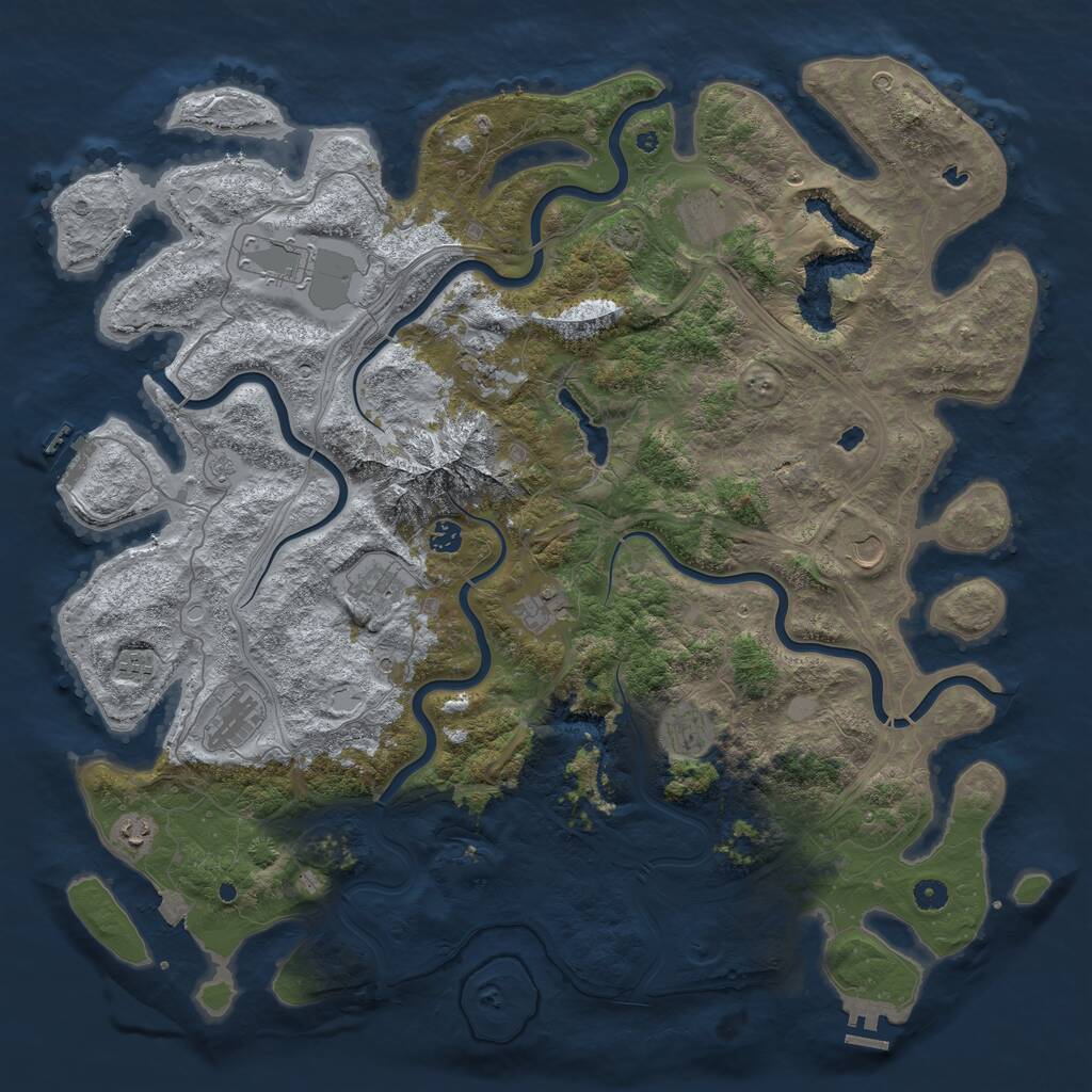 Rust Map: Procedural Map, Size: 5000, Seed: 2137864194, 17 Monuments