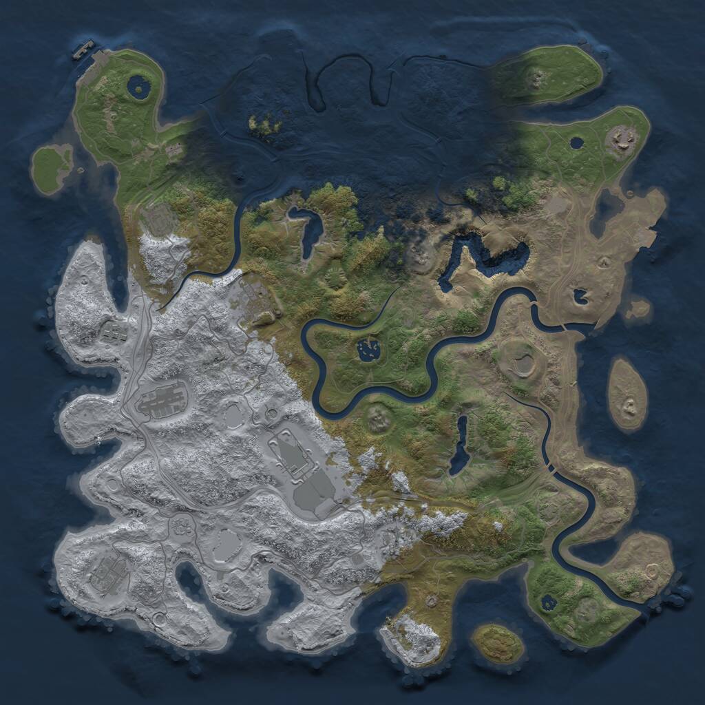 Rust Map: Procedural Map, Size: 4500, Seed: 19984104, 16 Monuments